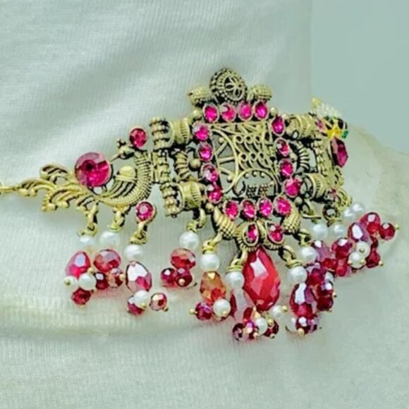 Handmade Jewelry Set With Pearls and Beads, Oxidized Jewelry Set, Choker Necklac - Picture 9 of 15